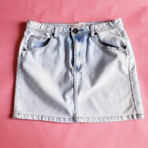 COTTON ON Women's sz XS Light Wash Denim Stretch Mini Jean Skirt Chambray Small